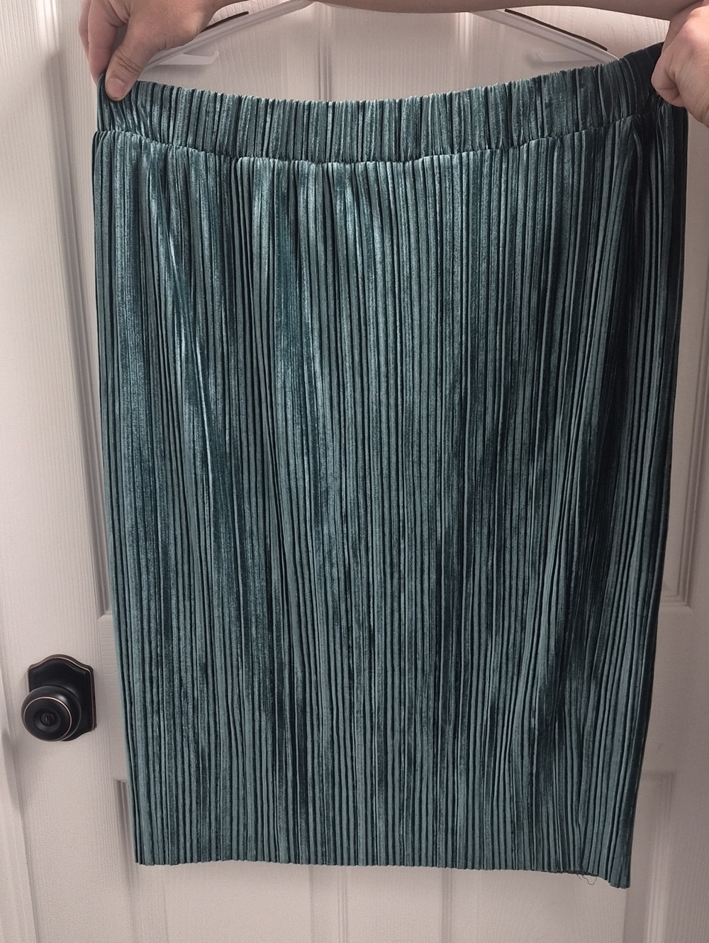 Pleated Velvet Midi Skirt Turquoise/Teal Whimsigoth Academia